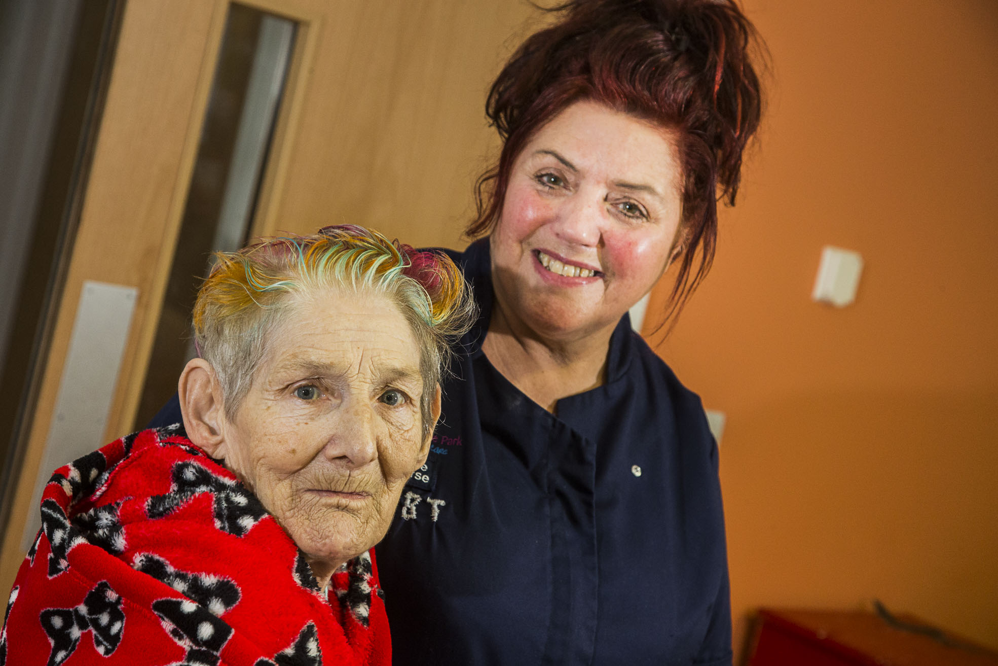 Care home resident Awena, 80, gets multi-coloured new hairdo for Children in Need 