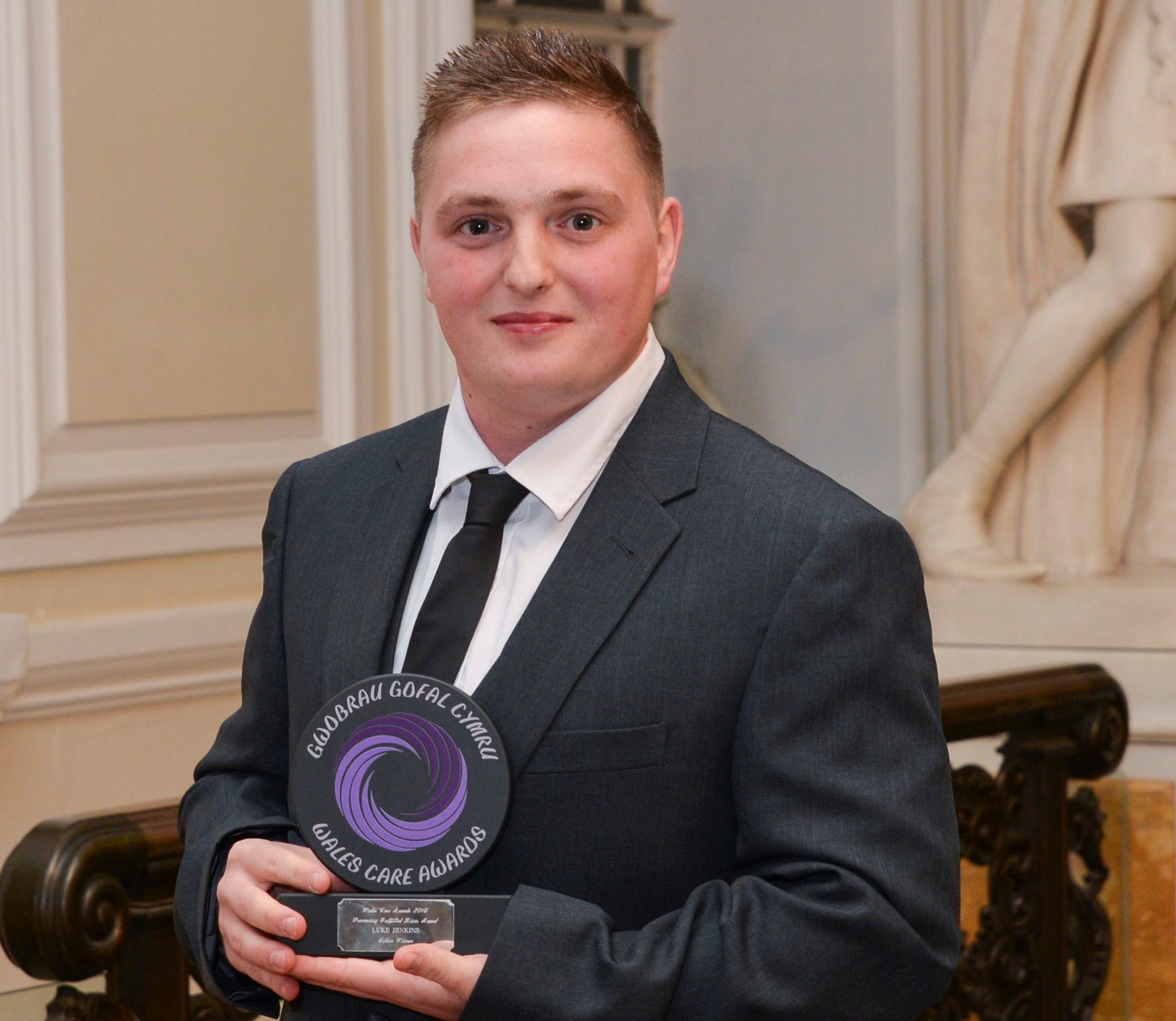Former rugby player on the ball at awards ceremony