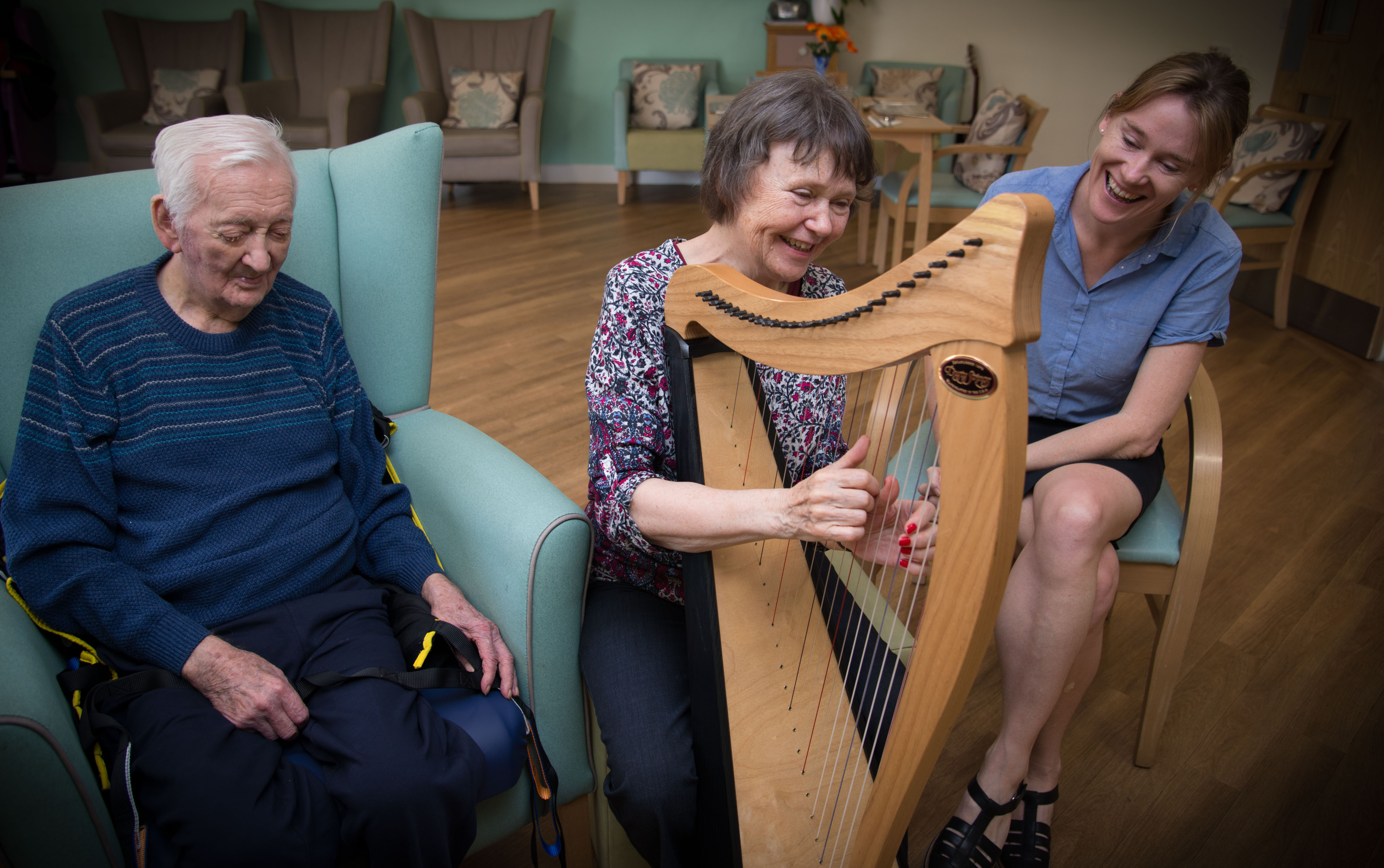 Marianne masters the harp so she can play happy 100th birthday to her father