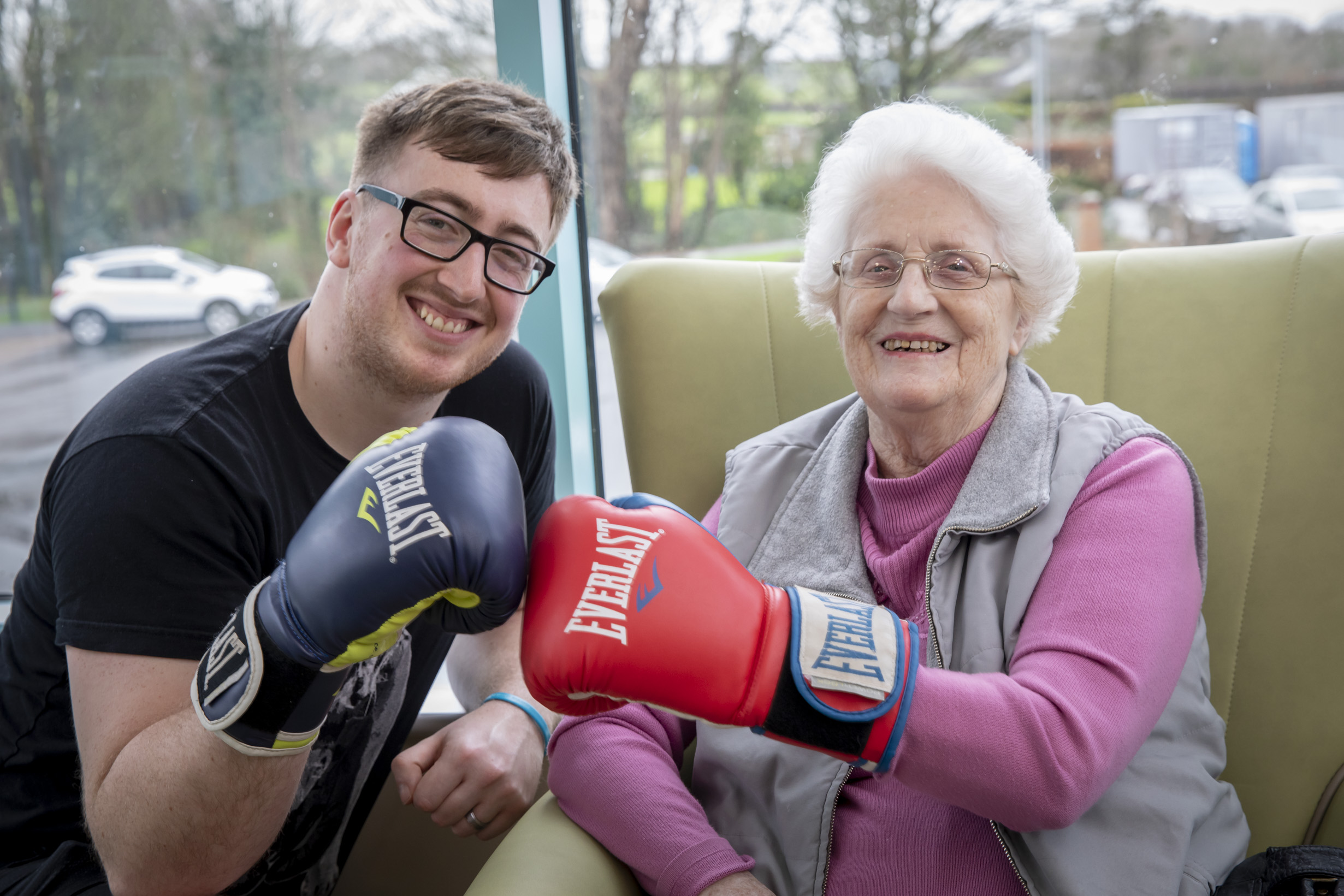 Seconds out as care home residents get the gloves on for a boxing workout