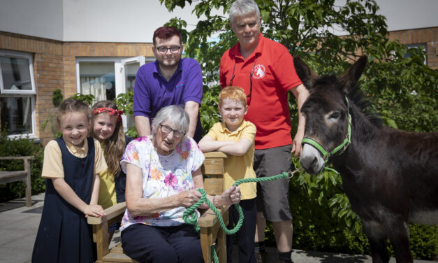 Donkey duo help Peggy and pupils get crafty