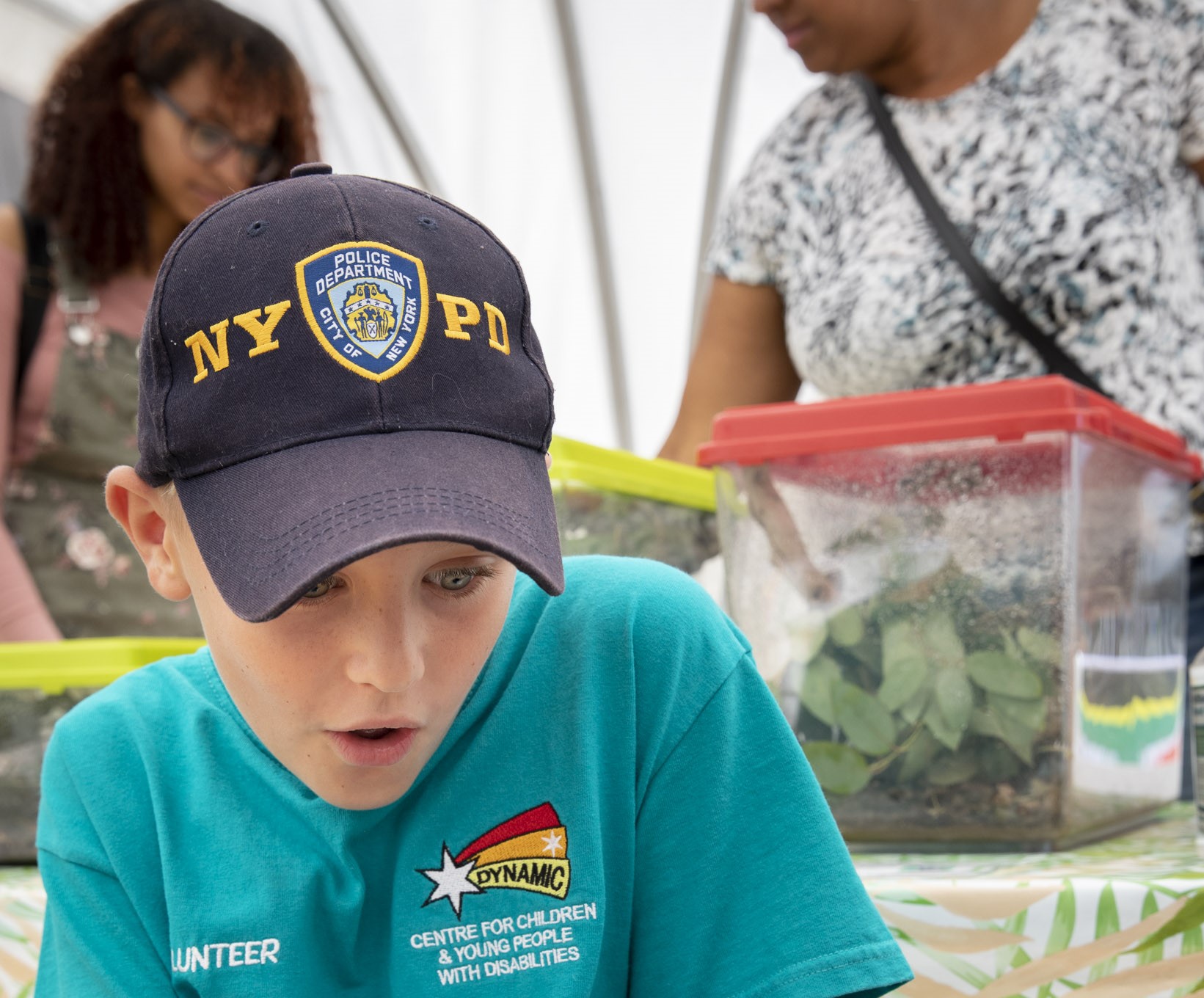 Callum braves encounter with giant bugs at free event raising money for charity which helps his brother