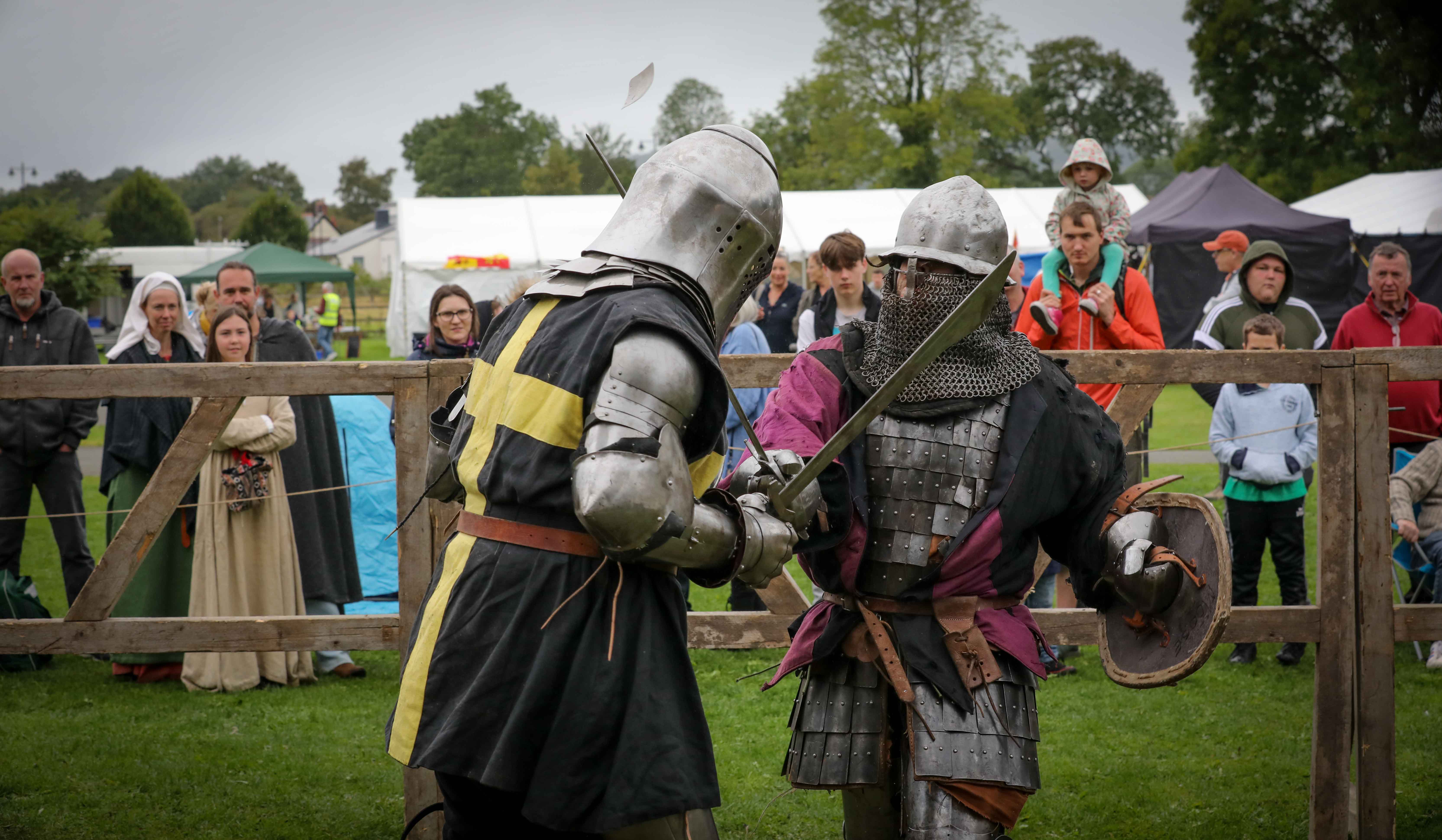 Combat in Corwen as armoured knights do battle at medieval spectacular