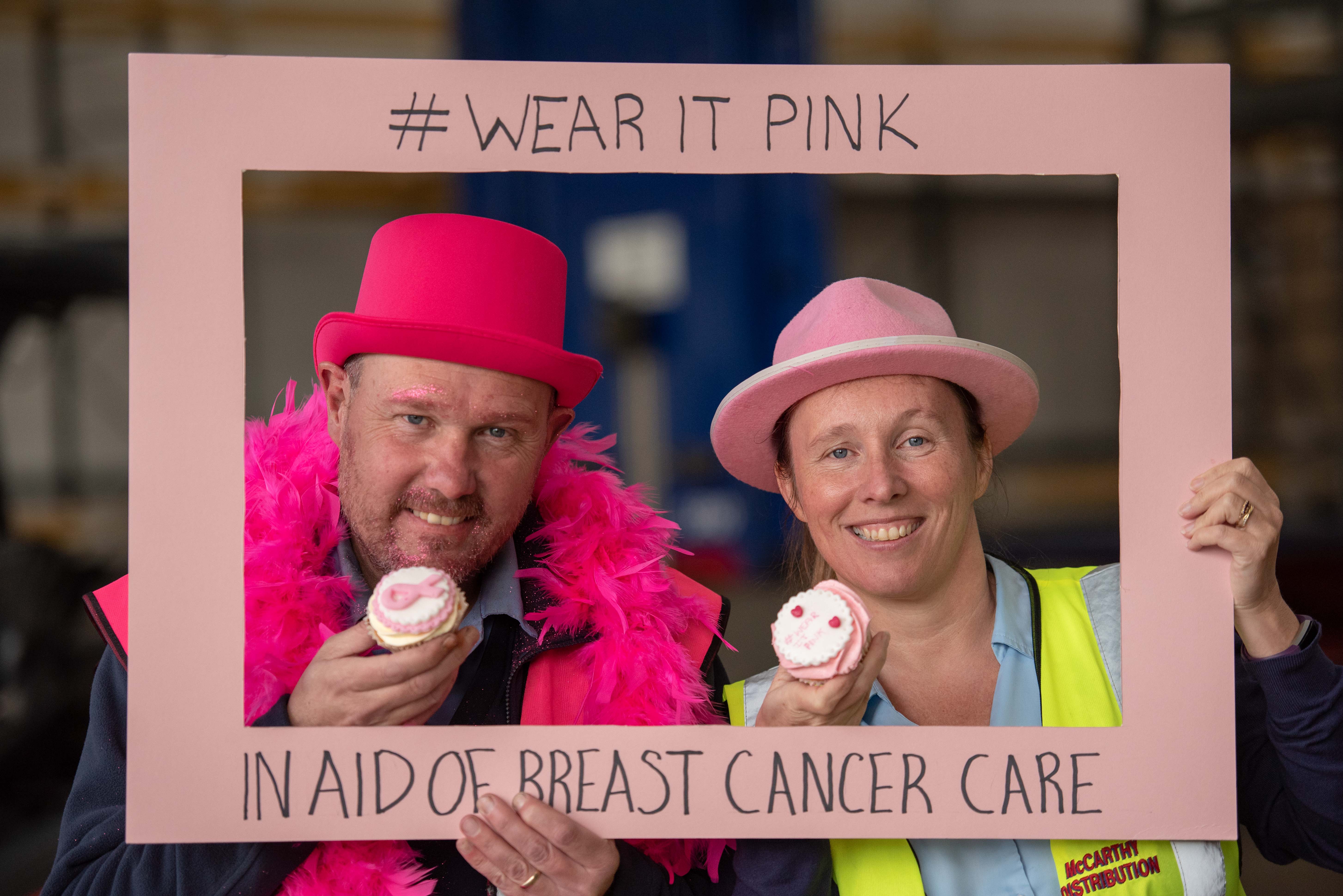 Forklift truck driver Spencer turns beard pink to raise money for breast cancer charity