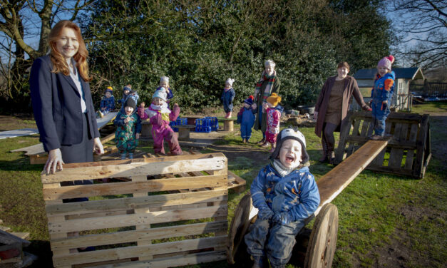 Nursery children make the most of unwanted pallets thanks to Wrexham distribution firm