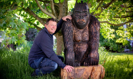 Wood you believe it? Giant gorilla takes pride of place in care home garden