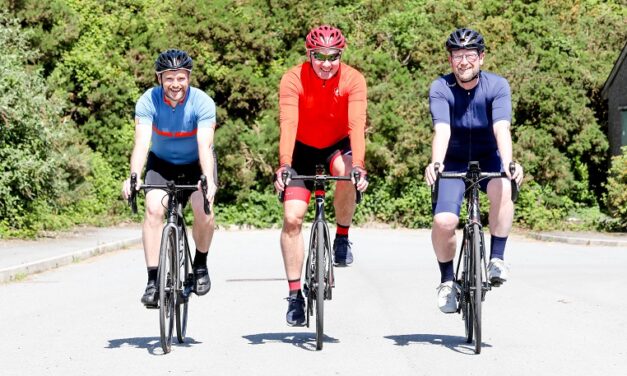 Three men of Harlech on Welsh coast to coast cycle ride for grocery charity