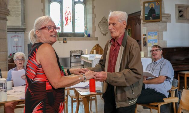 Nonagenarian Tom and the gang overcome the lockdown blues with weekly singalongs