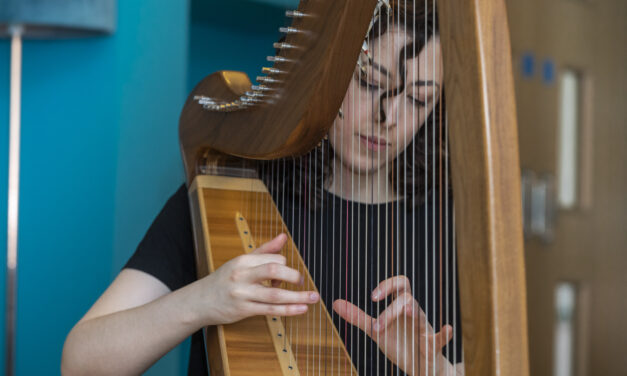 Talented harpist Gráinne delights care home residents after performing for King Charles