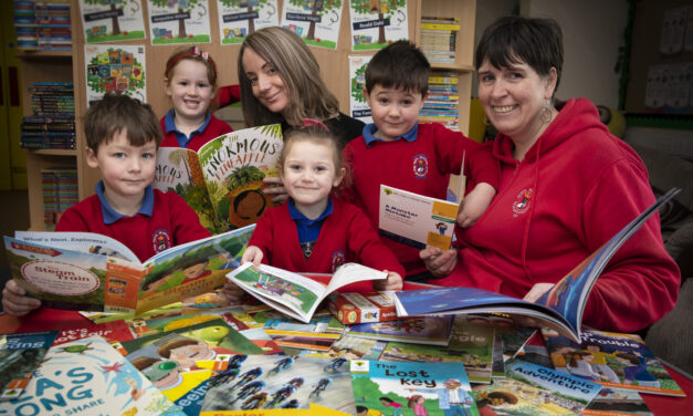 School given bumper box of books thanks to young One Show “superhero” Harri