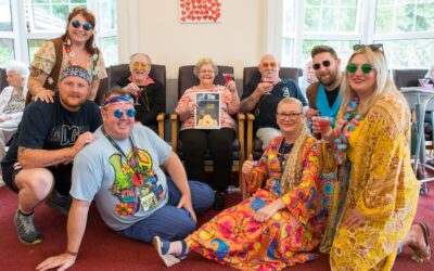 Men and women of Harlech bring flower power to residents of Pwll care home