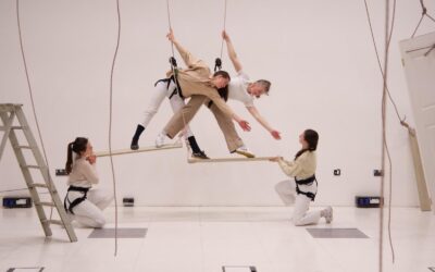 Audience participation reaches new heights with vertical dancing on ropes at North Wales festival